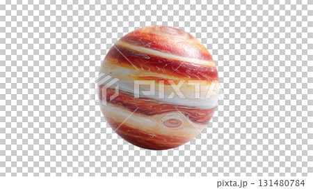 透明背景上類似木星的條紋行星的 3D 插圖(png) 透明背景上類似木星的條紋行星的 3D 插圖(png) 131480784