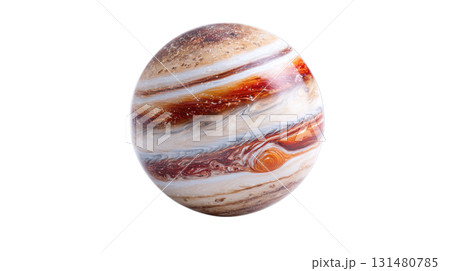 透明背景（png）に木星をイメージした縞模様のある惑星の3Dイラスト 131480785