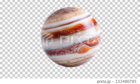 透明背景（png）に木星をイメージした縞模様のある惑星の3Dイラスト 131480785