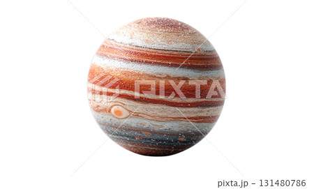 透明背景（png）に木星をイメージした縞模様のある惑星の3Dイラスト 131480786
