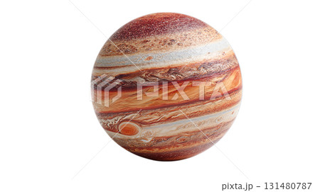 透明背景（png）に木星をイメージした縞模様のある惑星の3Dイラスト 131480787