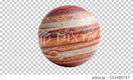 透明背景上類似木星的條紋行星的 3D 插圖(png) 透明背景上類似木星的條紋行星的 3D 插圖(png) 131480787