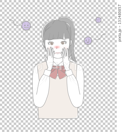 ウイルスに困る女子生徒 ウイルスに困る女子生徒 131480857