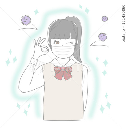 マスクをする女子生徒 131480860