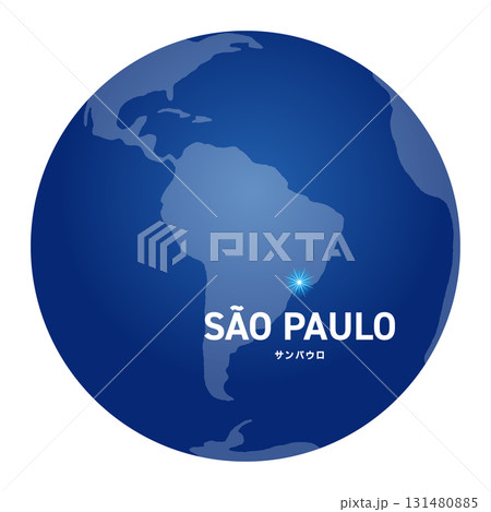 サンパウロの位置をしめす地球儀の世界地図 131480885