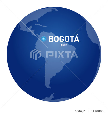 ボゴタの位置をしめす地球儀の世界地図 131480888