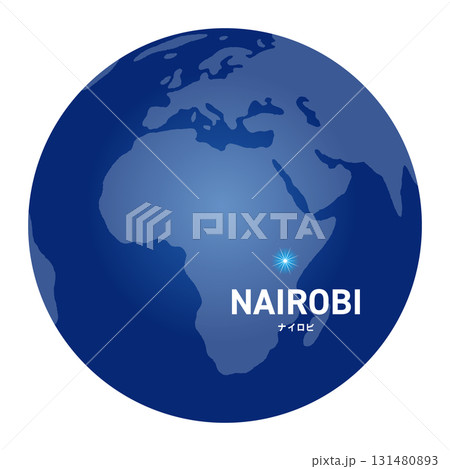 ナイロビの位置をしめす地球儀の世界地図 131480893