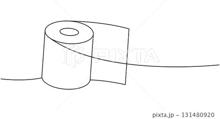 Kitchen towel roll one line continuous drawing. Soft roll. Vector illustration Kitchen towel roll one line continuous drawing. Soft roll. Vector illustration 131480920