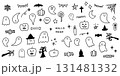 ハロウィン　手書き　イラスト　素材　ベクター　セット　黒 131481332