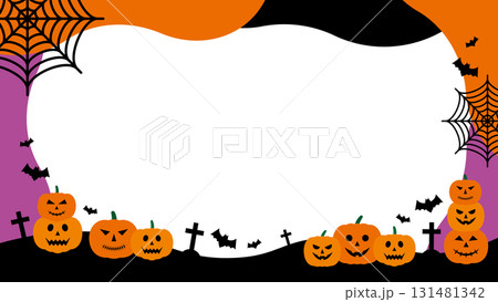 ハロウィン　フレーム　南瓜　十字架　蜘蛛の巣　蝙蝠 131481342