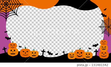 ハロウィン　フレーム　南瓜　十字架　蜘蛛の巣　蝙蝠 131481342