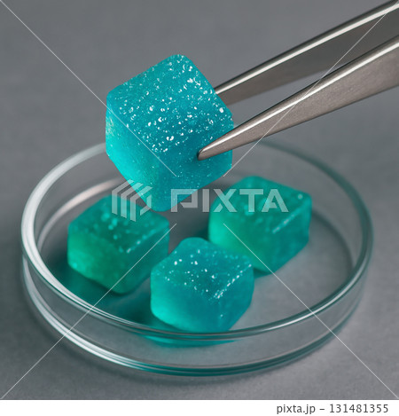 ブルーキューブゼリーの実験スイーツ ブルーキューブゼリーの実験スイーツ 131481355