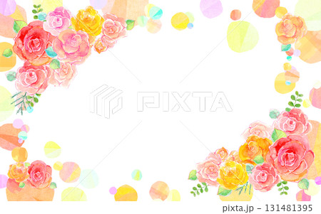 華やかな薔薇の背景素材　水彩イラスト 131481395