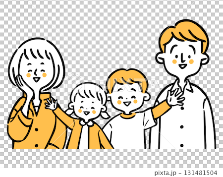 Young family illustration upper body vector (orange) 131481504