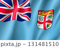 Fiji national flag. Patriotic symbol in official country colors. Illustration of Oceania state flag. Vector realistic icon 131481510