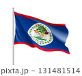 Waving flag of Belize. Illustration of North America country flag on flagpole. 3d vector icon isolated on white background 131481514