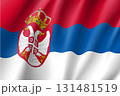 National flag of Serbia republic. Patriotic state symbol in official colors red, blue and white. Illustration of Sounhern European country flag. Vector icon 131481519