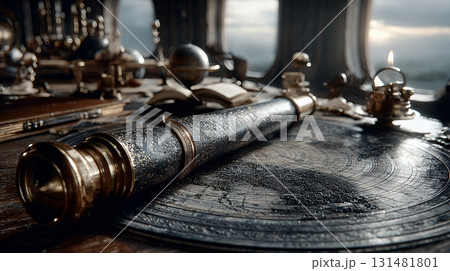 天文学のポスター用図版：天体観測機器