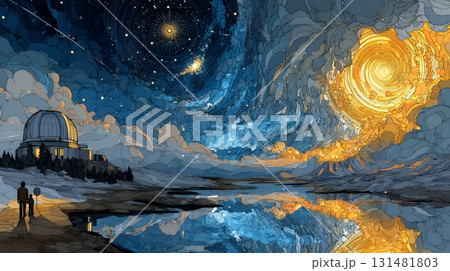 天文学のポスター用図版：天文台と宇宙 131481803