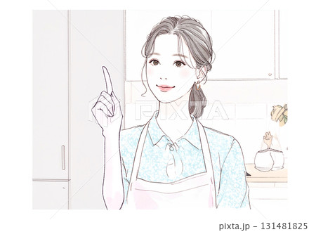 水彩画・手描き風のエプロンを着た女性・女の子のイラスト素材 水彩画・手描き風のエプロンを着た女性・女の子のイラスト素材 131481825