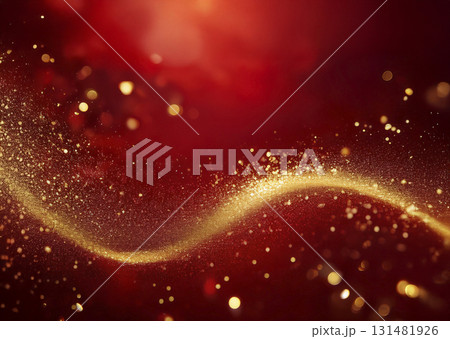 金粉が舞うキラキラのある赤色背景 金粉が舞うキラキラのある赤色背景 131481926
