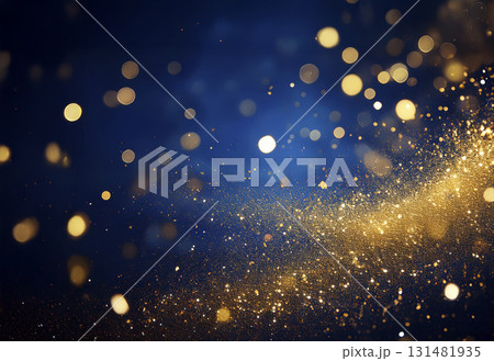 金粉が舞うキラキラのある青色背景 131481935