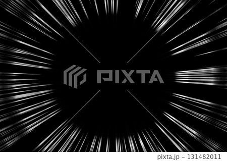 黒背景でスピード感のある白色の集中線のイラスト 131482011