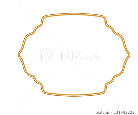 Golden shiny realistic 3d ornamental vignette. Luxury Arabic frame. Islamic traditional border, Indian decorative element, morocco shapes. Vector illustration for certificates, stamps, labels, badges Golden shiny realistic 3d ornamental vignette. Luxury Arabic frame. Islamic traditional border, Indian decorative element, morocco shapes. Vector illustration for certificates, stamps, labels, badges 131482228