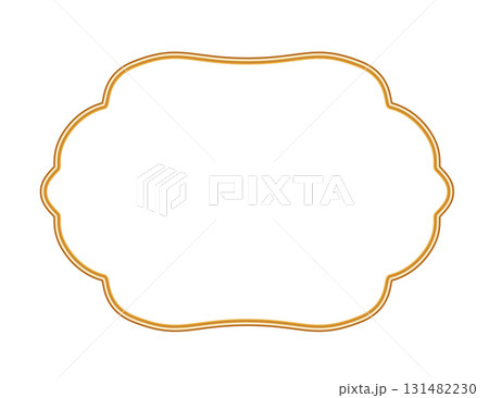 Golden luxury 3d frame. Ornamental shiny border in oriental style. Indian decorative element. Realistic object mockup for photo frame. Vector for certificate, stamp, vignette 131482230