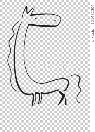 可愛變形毛筆畫馬 2026 新年素材 單色 文字空間 水墨畫 可愛變形毛筆畫馬 2026 新年素材 單色 文字空間 水墨畫 131482304