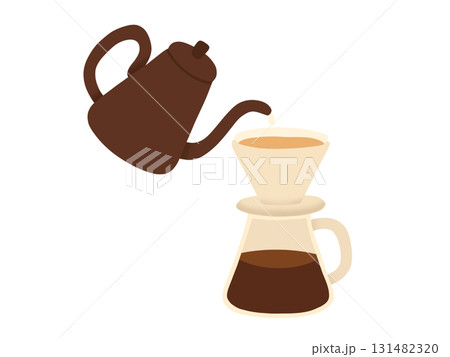 コーヒーを淹れているところのイラスト コーヒーを淹れているところのイラスト 131482320