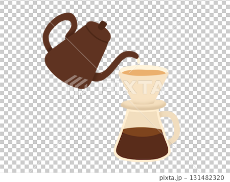 コーヒーを淹れているところのイラスト コーヒーを淹れているところのイラスト 131482320