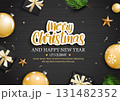 Festive merry christmas and new year celebration greeting poster design. 131482352