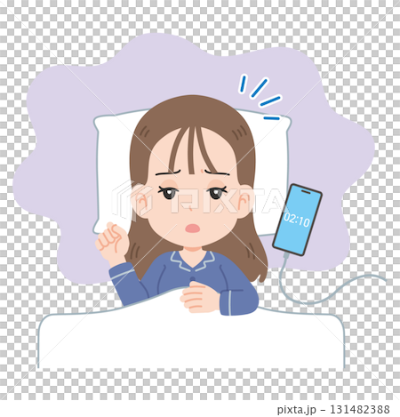 Woman waking up in the middle of the night, upper body 131482388