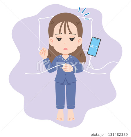 夜中に目が覚める女性 全身 夜中に目が覚める女性 全身 131482389