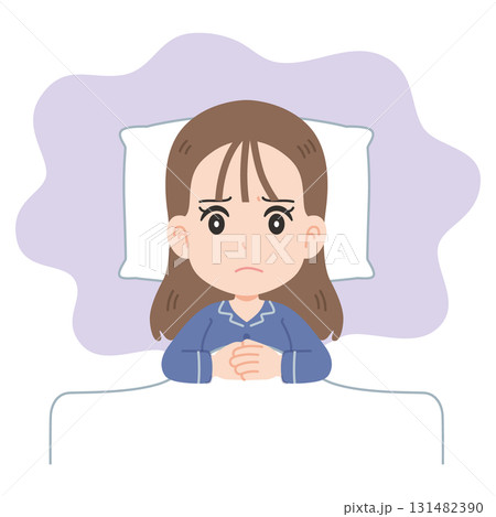 寝付けない女性 上半身 寝付けない女性 上半身 131482390