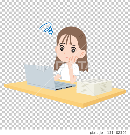 A woman who can not concentrate on work A woman who can not concentrate on work 131482393