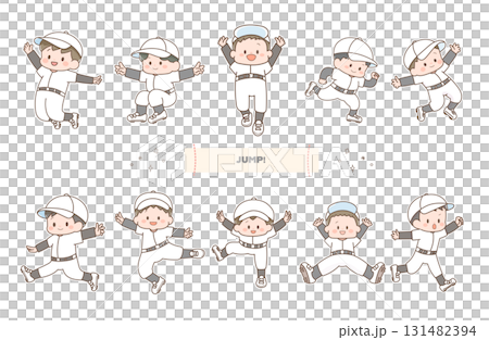 Jumping baseball boy set 131482394