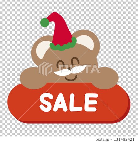 Cute Christmas SALE icon with teddy bear, Santa beard, party hat for online shopping, promotion, sticker, banner, special price, discount, web button, campaign badge, ads, brochure, price tag, animal Cute Christmas SALE icon with teddy bear, Santa beard, party hat for online shopping, promotion, sticker, banner, special price, discount, web button, campaign badge, ads, brochure, price tag, animal 131482421