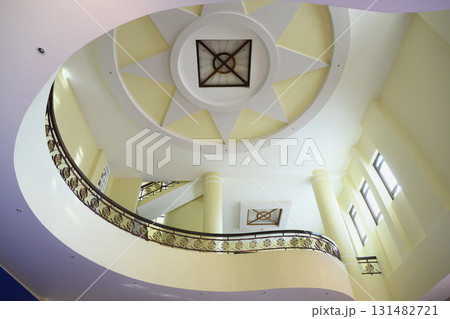 Interior of the Bao Tang museum with stucco on the ceiling and a balcony 131482721