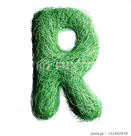 Eco Letter R Made of Green Grass Strands 131482976