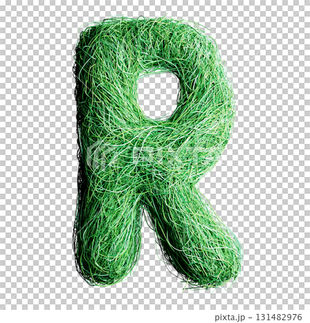 Eco Letter R Made of Green Grass Strands 131482976