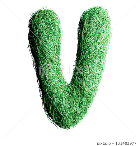 Eco Letter V Made of Green Grass Fibers 131482977