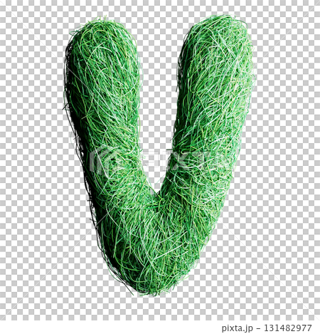 Eco Letter V Made of Green Grass Fibers 131482977