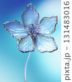 Elegant Crystal Glass Flower on Gradient Blue Background 131483016