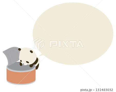 缶の中をのぞくパンダ。吹き出し付き 131483032