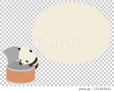 缶の中をのぞくパンダ。吹き出し付き 131483032