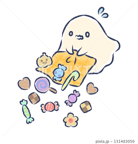 お菓子を落としちゃったおばけさん 131483050