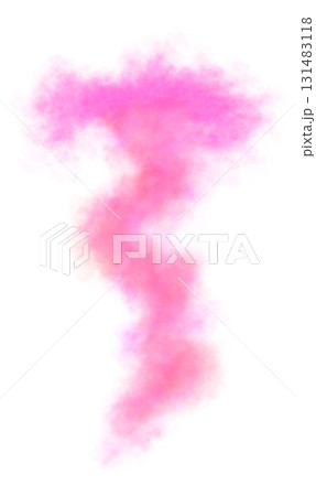 Pink smoke letter T shape isolated on transparent background with soft texture and abstract foggy appearance 131483118