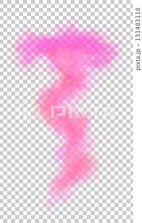 Pink smoke letter T shape isolated on transparent background with soft texture and abstract foggy appearance 131483118